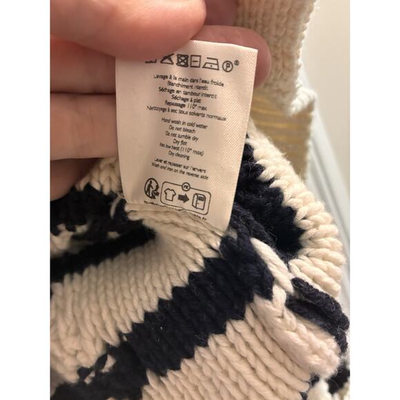 Sezane Sean Cardigan Knitted White And Navy Size XSmall - Picture 5 of 9